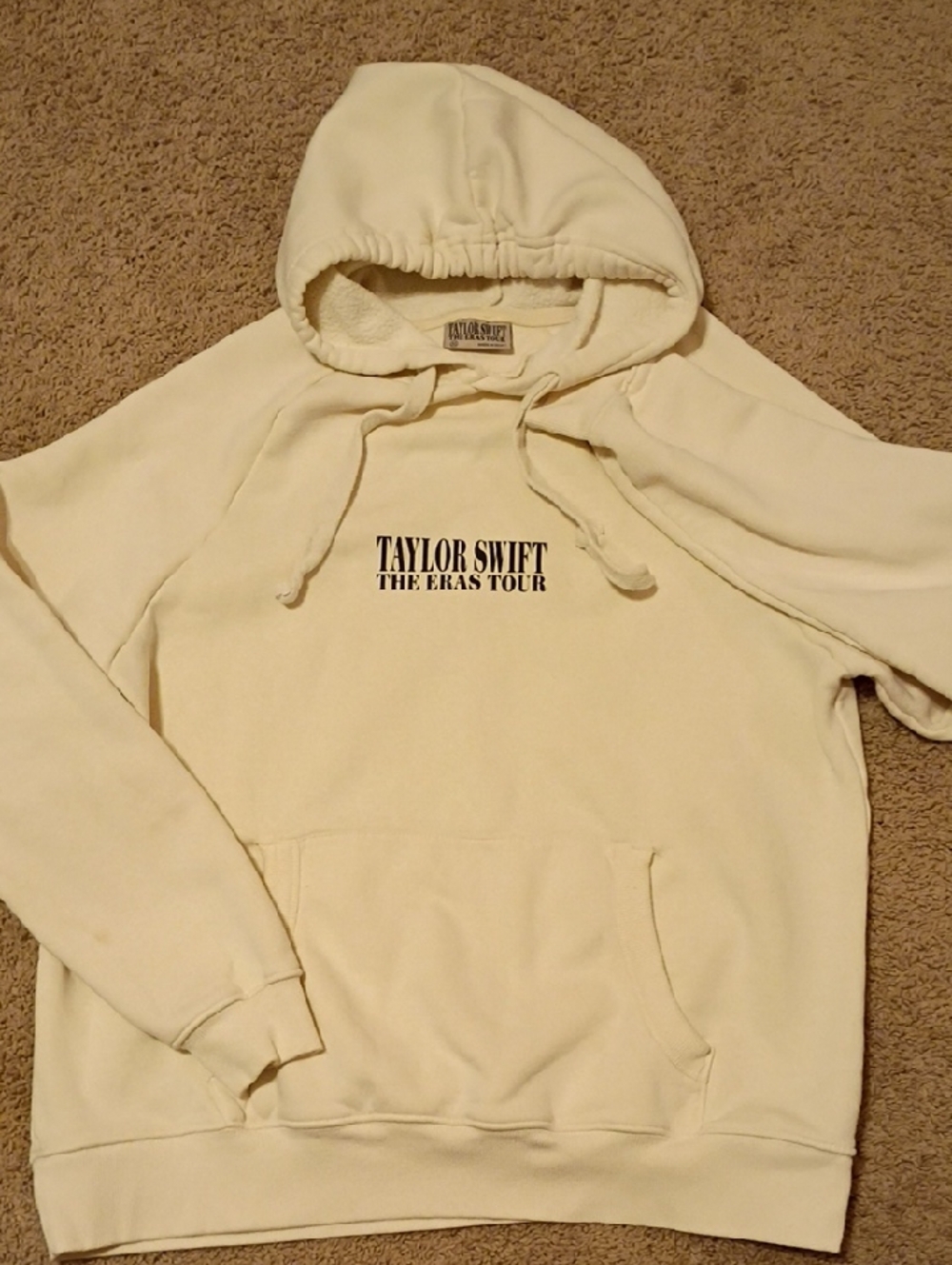 Taylor Swift Cream Pullover Hoodie with Black Text - Picture 2 of 6